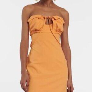 Jacquemus Orange Strap-Detail Strapless Midi Dress